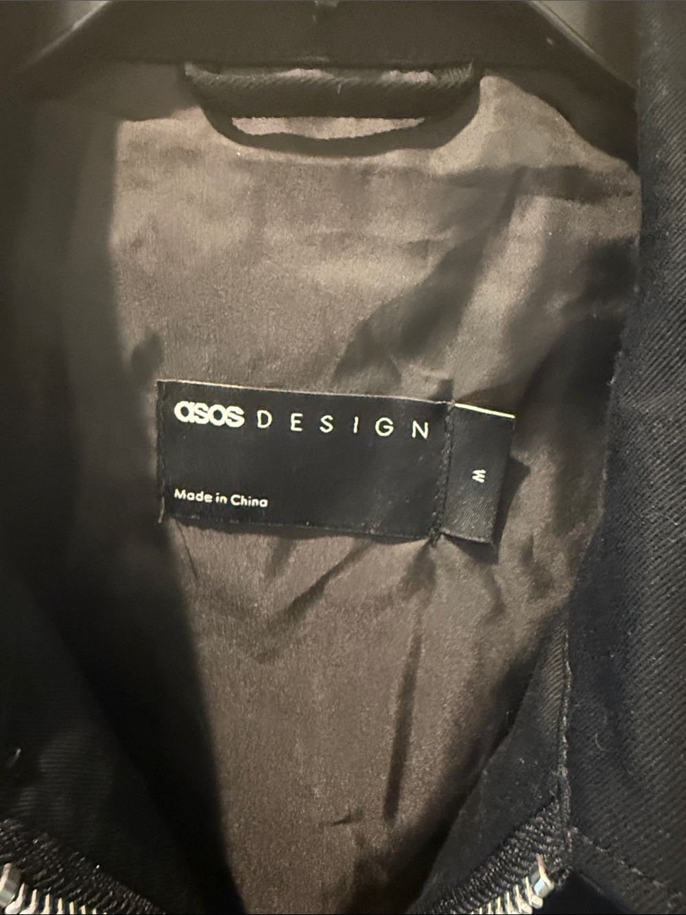 ASOS Black Zip-Up Bomber Jacket with pockets lined size medium - Picture 4 of 10